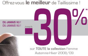 taillissime code de reduction 290x185 Taillissime :  30% sur la collection automne hiver