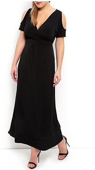 Robe maxi Plus Size noire Ã  Ã©paules dÃ©nudÃ©es, disponible jusqu ...