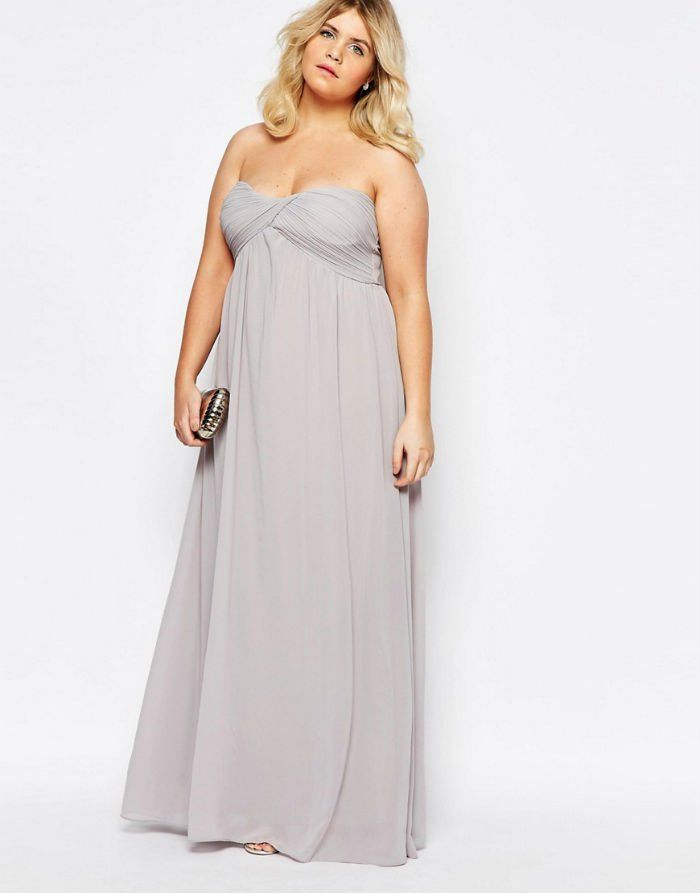 Robe de cocktail bandeau gris clair Asos